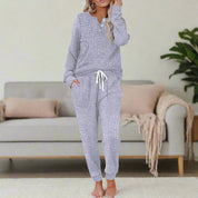 Loungewear Set Damen Zweiteilig Langarm Mit Kordelzug Für Komfort | Lounge Und Wear Ideal Für Entspannte Tage 12