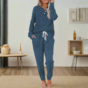 Loungewear Set Damen Zweiteilig Langarm Mit Kordelzug Für Komfort | Lounge Und Wear Ideal Für Entspannte Tage 5