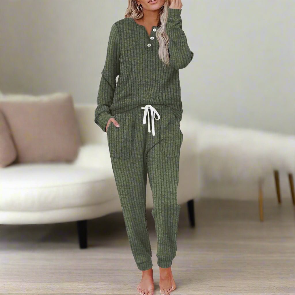 Loungewear Set Damen Zweiteilig Langarm Mit Kordelzug Für Komfort | Lounge Und Wear Ideal Für Entspannte Tage 7