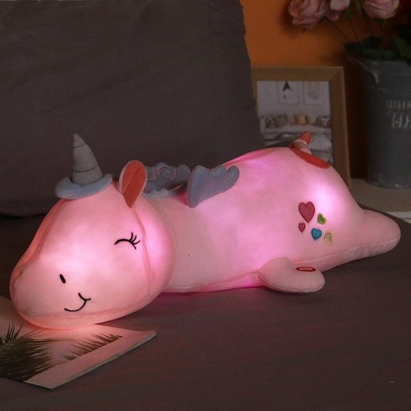 LumiGlow | Niedliches, weiches Plüscheinhorn-Kuscheltier für Kinder 0
