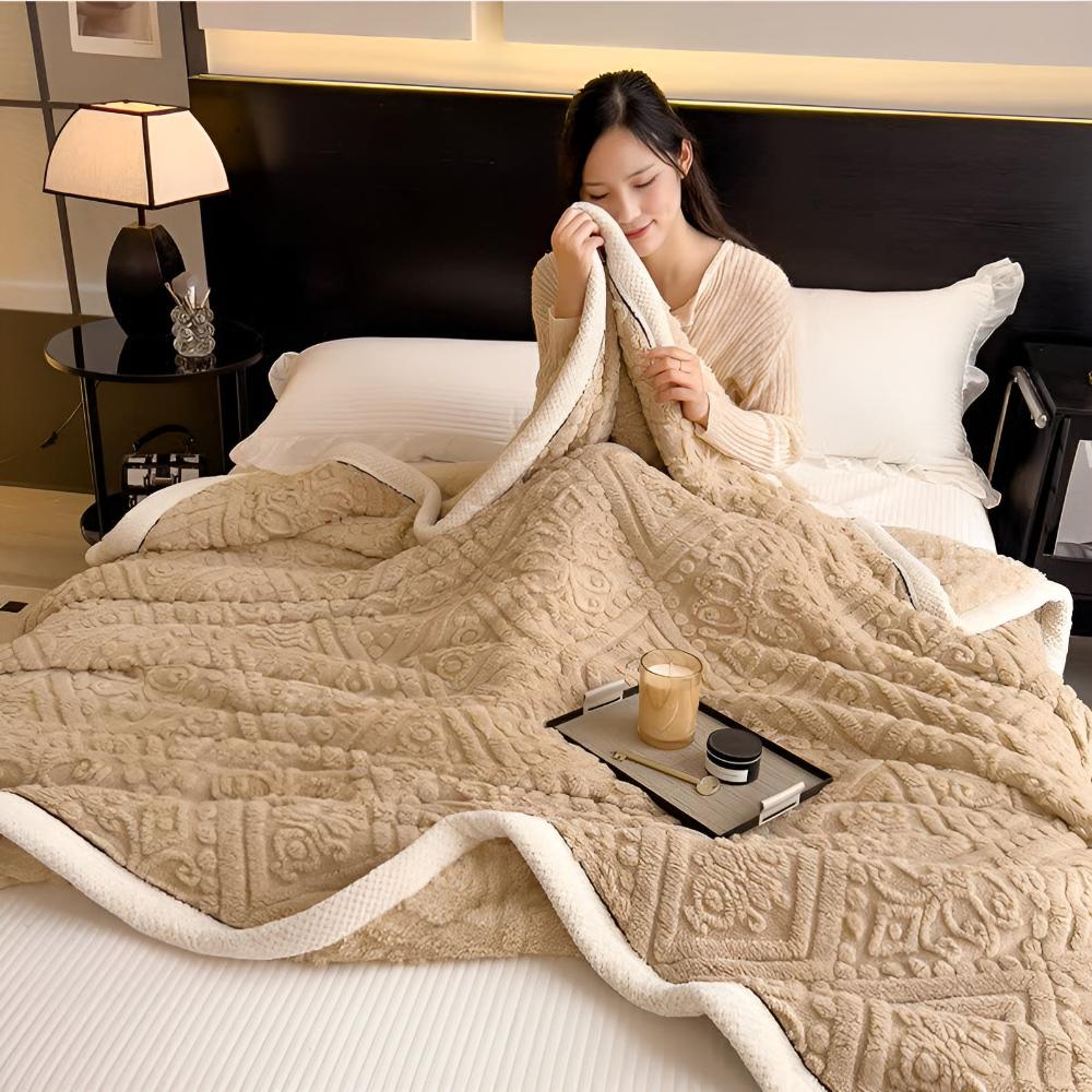 Luxuriöse Sherpa Decke für Damen mit Mandala Design 2