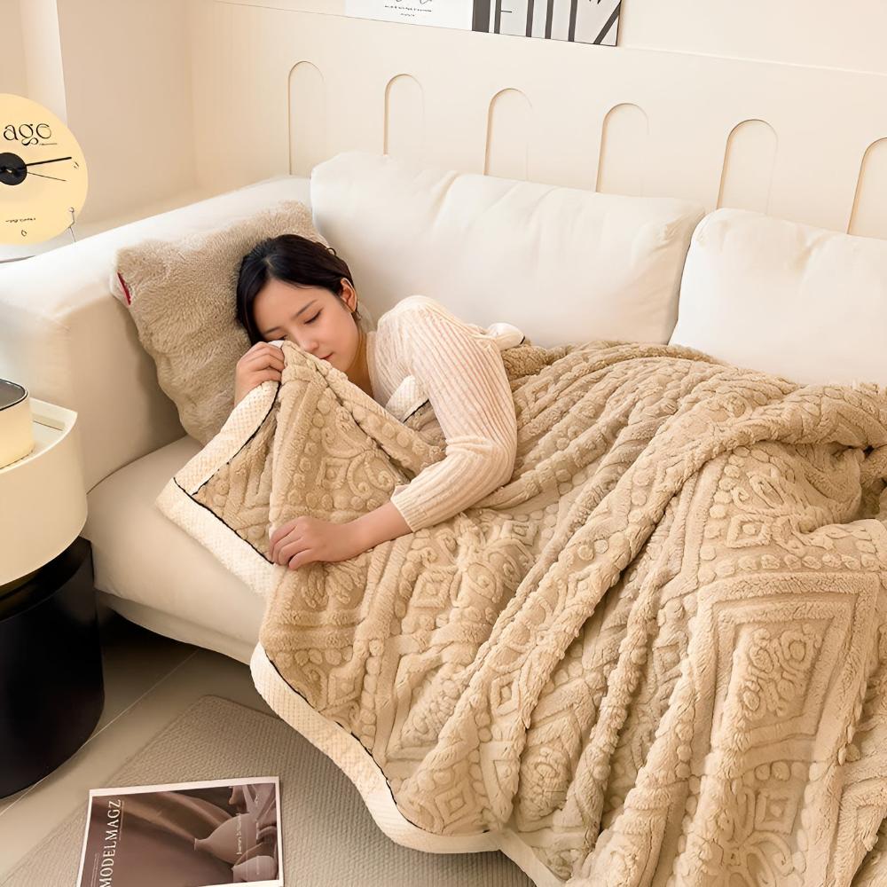 Luxuriöse Sherpa Decke für Damen mit Mandala Design 8