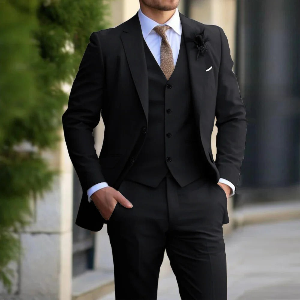 Männer eleganter Polyester-Kotton-Mischung 3-teiliger Anzug 0