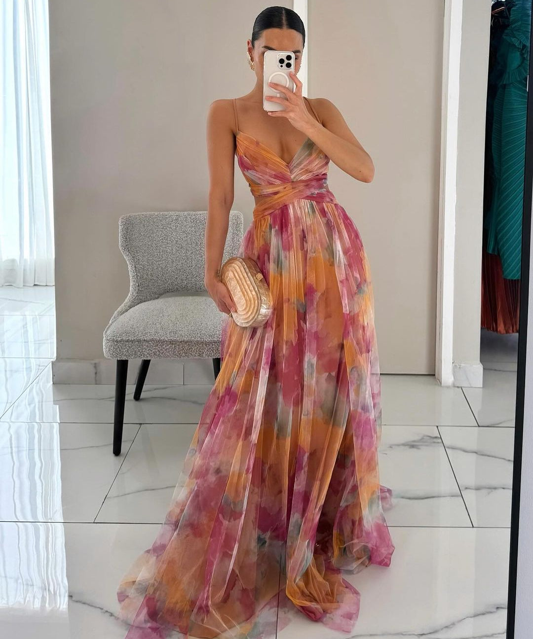 Maxikleid mit Blumendruck für Damen – Elegantes Sommerkleid für besondere Anlässe 0