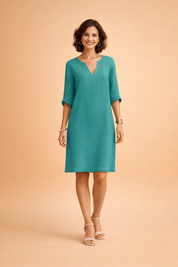 Mittellanges Sommerkleid Damen Elegant Vielseitig für Freizeit und Urlaub 0