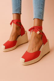 Modische Keilsandaletten mit Schnürung für Sommer - Elegante Sandalen für Damen, Bequeme Passform, Vielseitig Kombinierbar 1