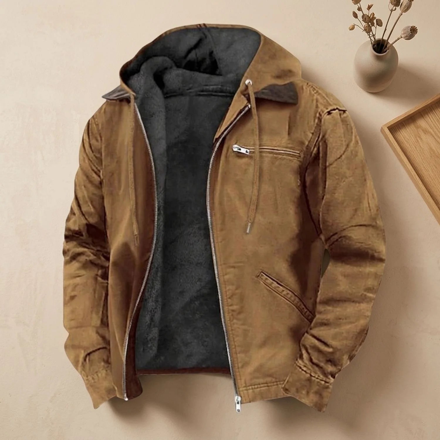 Moritz | Herren Gefütterte Puffer Winterjacke mit Kapuze und Reißverschluss 2