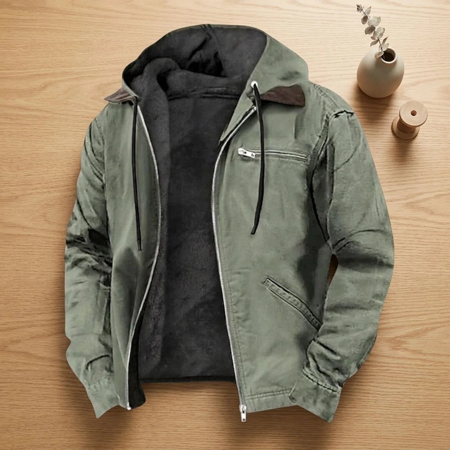 Moritz | Herren Gefütterte Puffer Winterjacke mit Kapuze und Reißverschluss 3