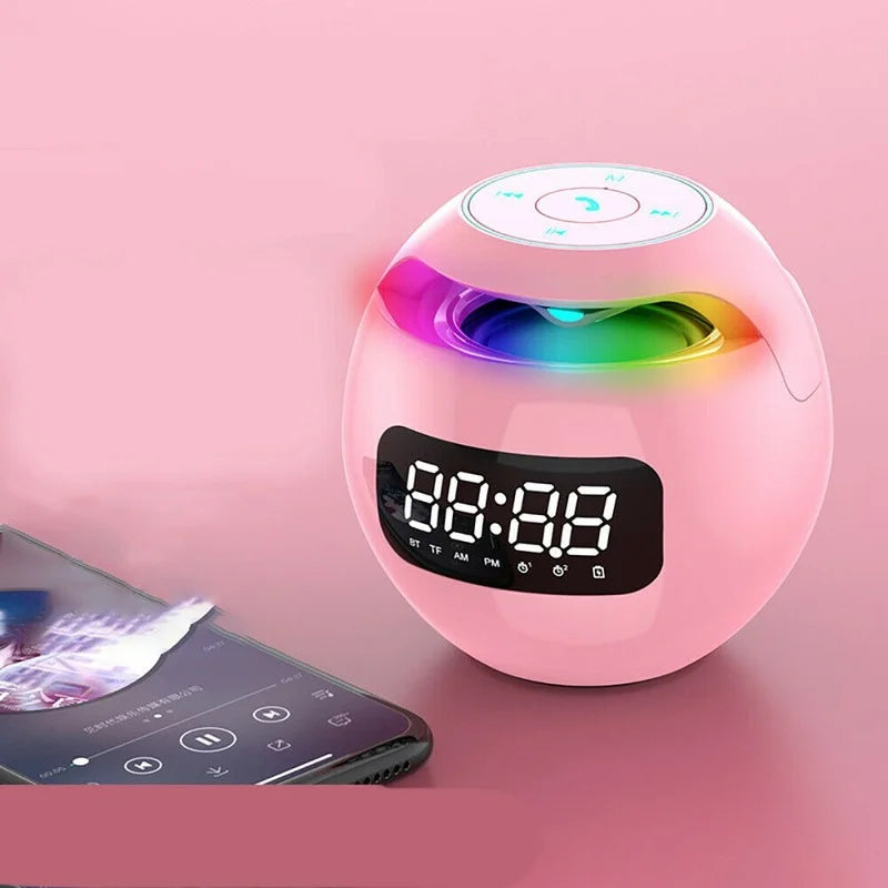Multifunktionaler Bluetooth -Weckerlautsprecher mit LED -Display und farbenfrohe Nachtlicht - 2200 mAh Akku 0