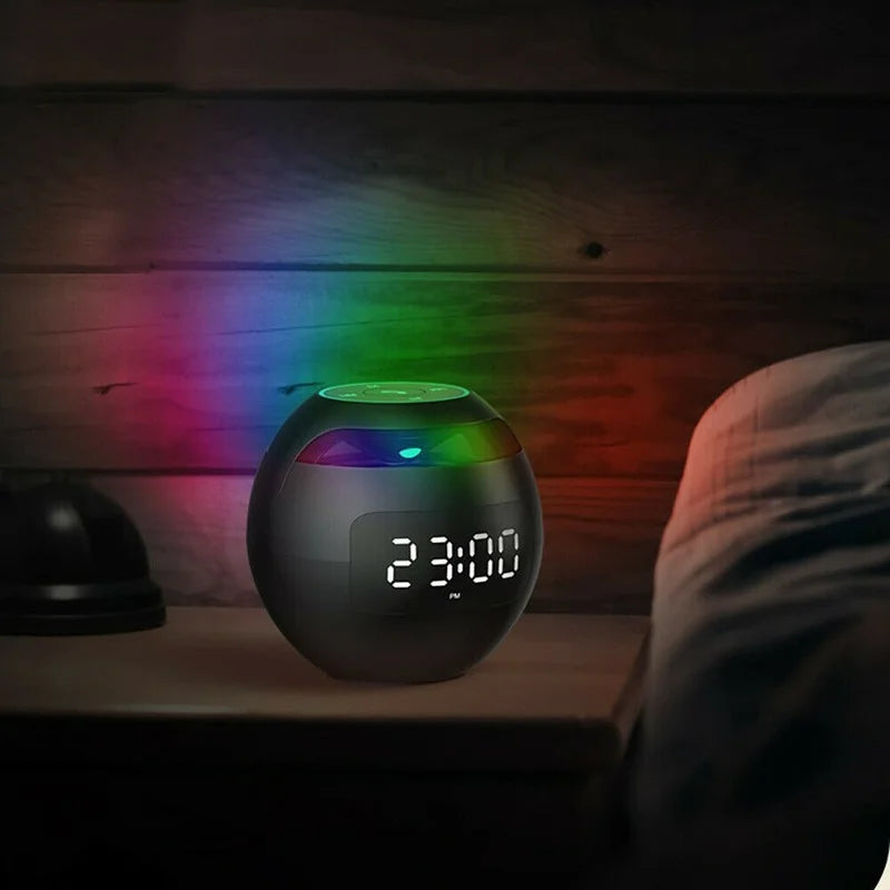 Multifunktionaler Bluetooth -Weckerlautsprecher mit LED -Display und farbenfrohe Nachtlicht - 2200 mAh Akku 3