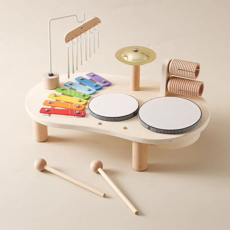 Musikalischer Aktivitätstisch | Xylofon, Trommeln & Glocke | Fördert Rhythmus & Motorik  | MelodyTots 6
