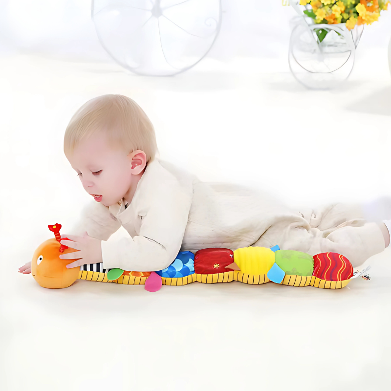 Musikalisches Raupen-Plüschspielzeug für Babys mit Geräuschaktivierung und verschiedenen Texturen – Ideal für die sensorische Entwicklung 1
