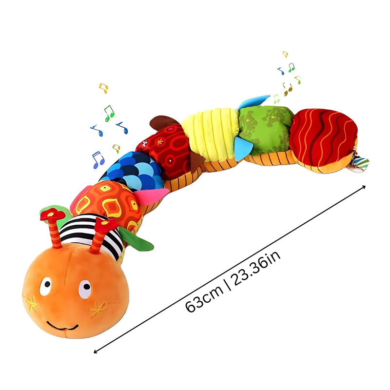 Musikalisches Raupen-Plüschspielzeug für Babys mit Geräuschaktivierung und verschiedenen Texturen – Ideal für die sensorische Entwicklung 2