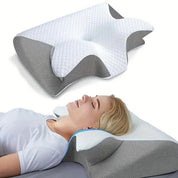 Nackenstützkissen Ergonomisch für Seiten- und Rückenschläfer – Schlaf Kissen mit Memory-Schaum für Optimalen Komfort 1