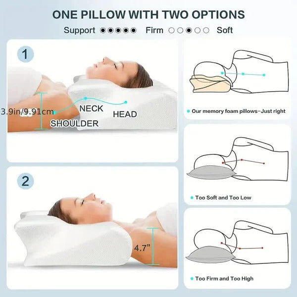 Nackenstützkissen Ergonomisch für Seiten- und Rückenschläfer – Schlaf Kissen mit Memory-Schaum für Optimalen Komfort 2