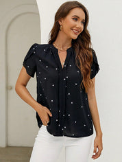 MILA | Herzmönstrad V-ringad blus