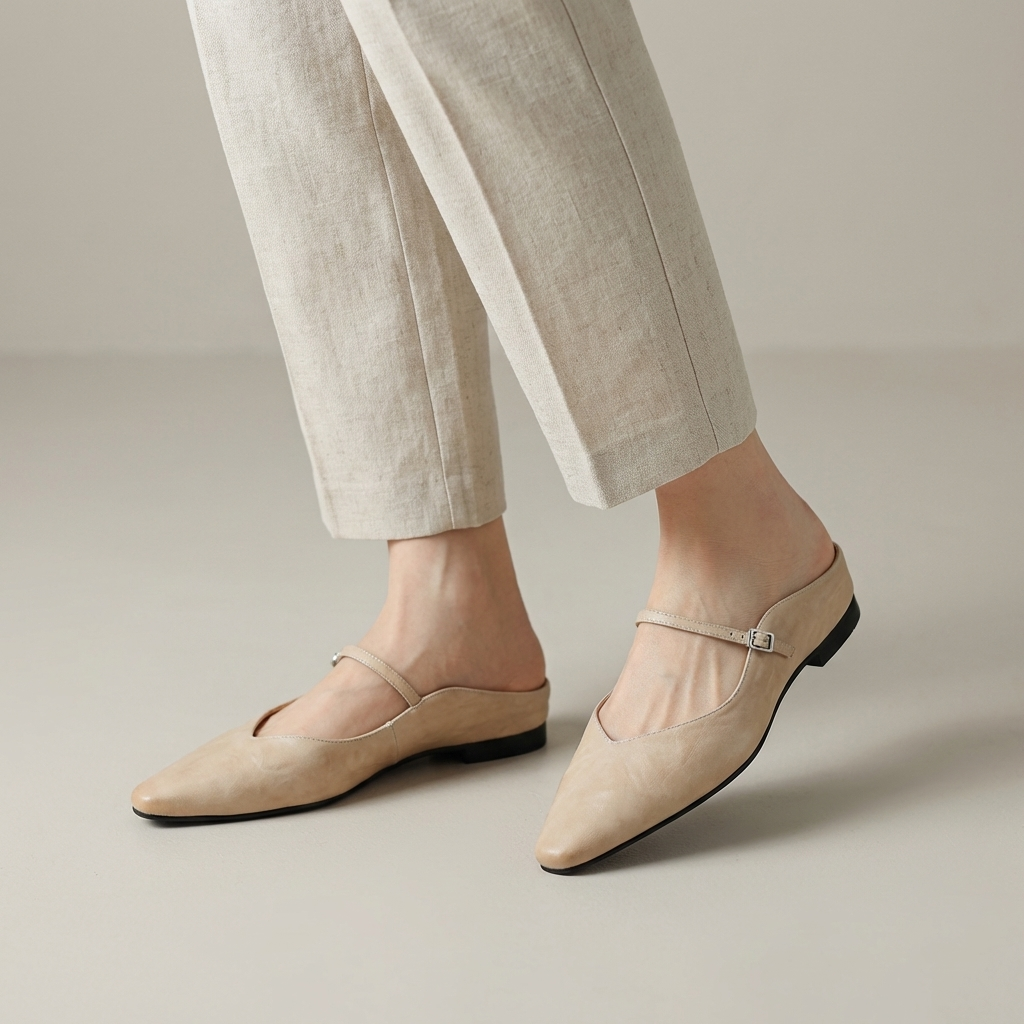 Orthopädische Damen Ballerinas mit Knöchelriemen und Arch Support 1
