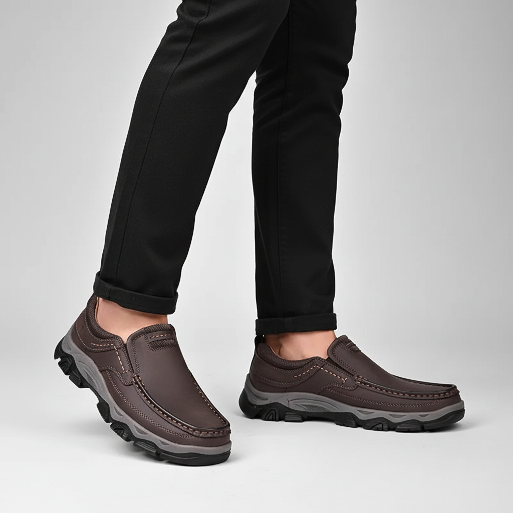 Orthopädische Herren Schuhe mit Arch Support, Gepolsterte Innensohle, Rutschfest, Vegan, Komfortabel für Alltag 0