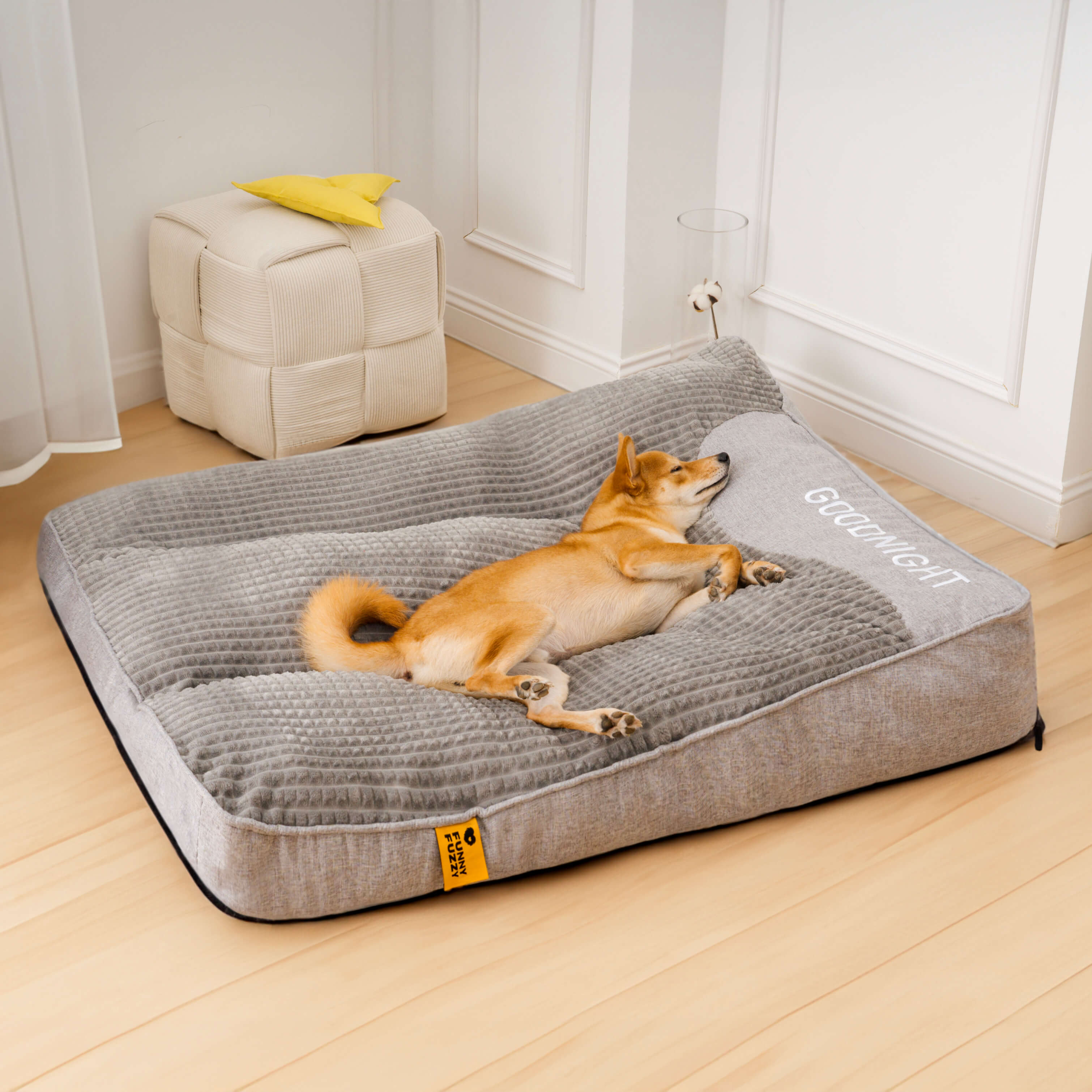 Orthopädisches Hundekissenbett – Großes, dickes Hundebett mit Nackenstütze und abnehmbarem, waschbarem Bezug 9