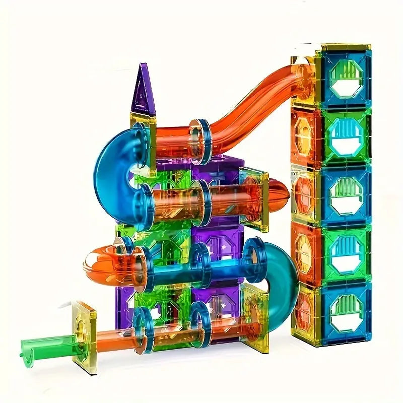 Pädagogisches Magnetbaustein-Set – 69-teiliges LED-Licht-Konstruktionsspielzeug für Kinder 0
