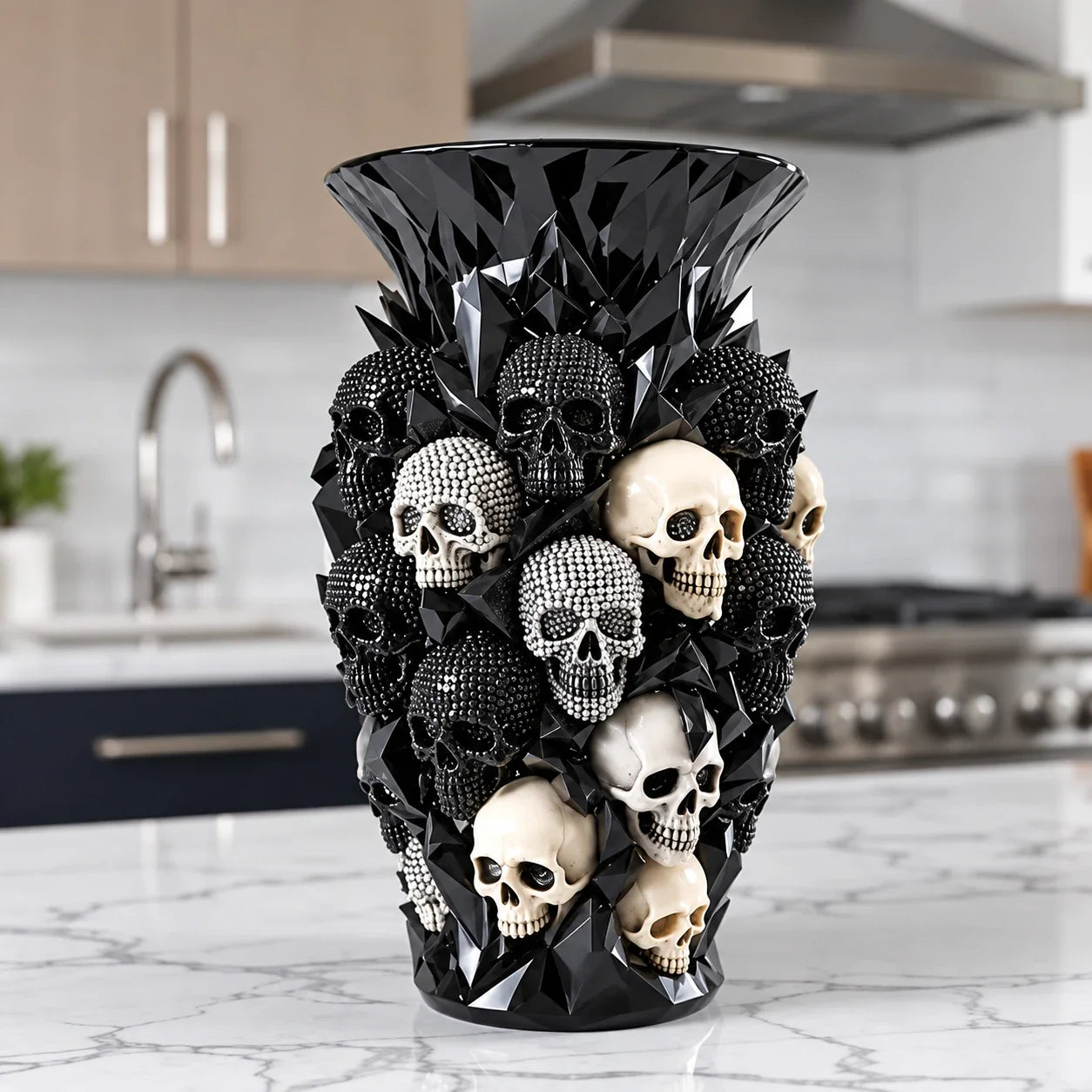 Ravenora – Sculpted Raven And Skull Decorative Vase 0