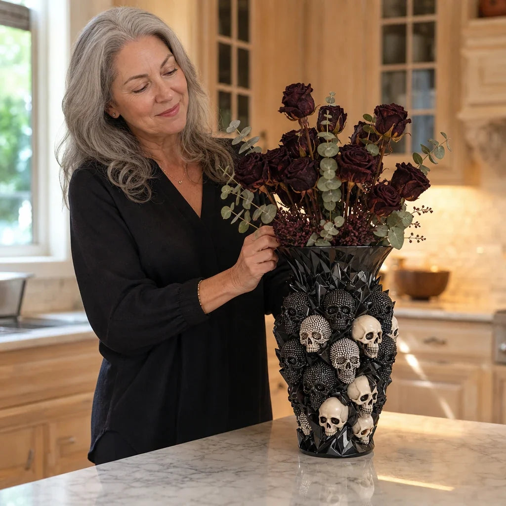 Ravenora – Sculpted Raven And Skull Decorative Vase 3