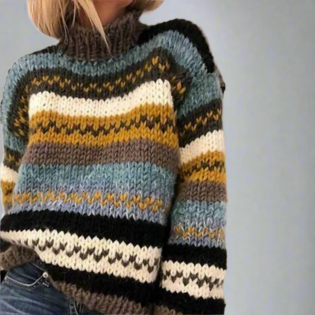 Eden | Gemütlicher Damen Rollkragenpullover mit Streifenmuster