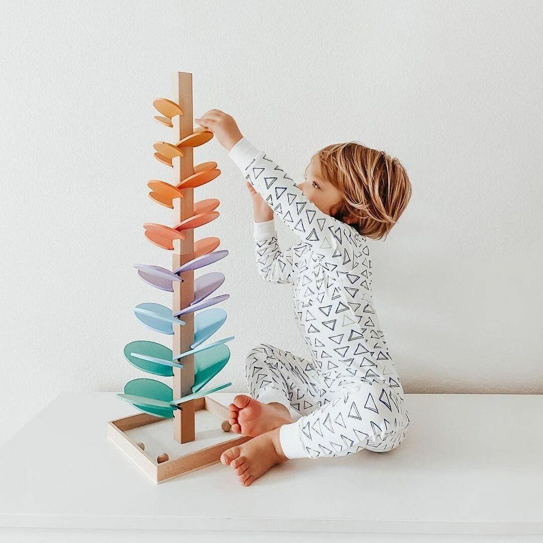 Regenbogen-Murmelturm – Kreatives Holzspielzeug – Fördert Farben & Klänge für Kinder ab 3 Jahren 0