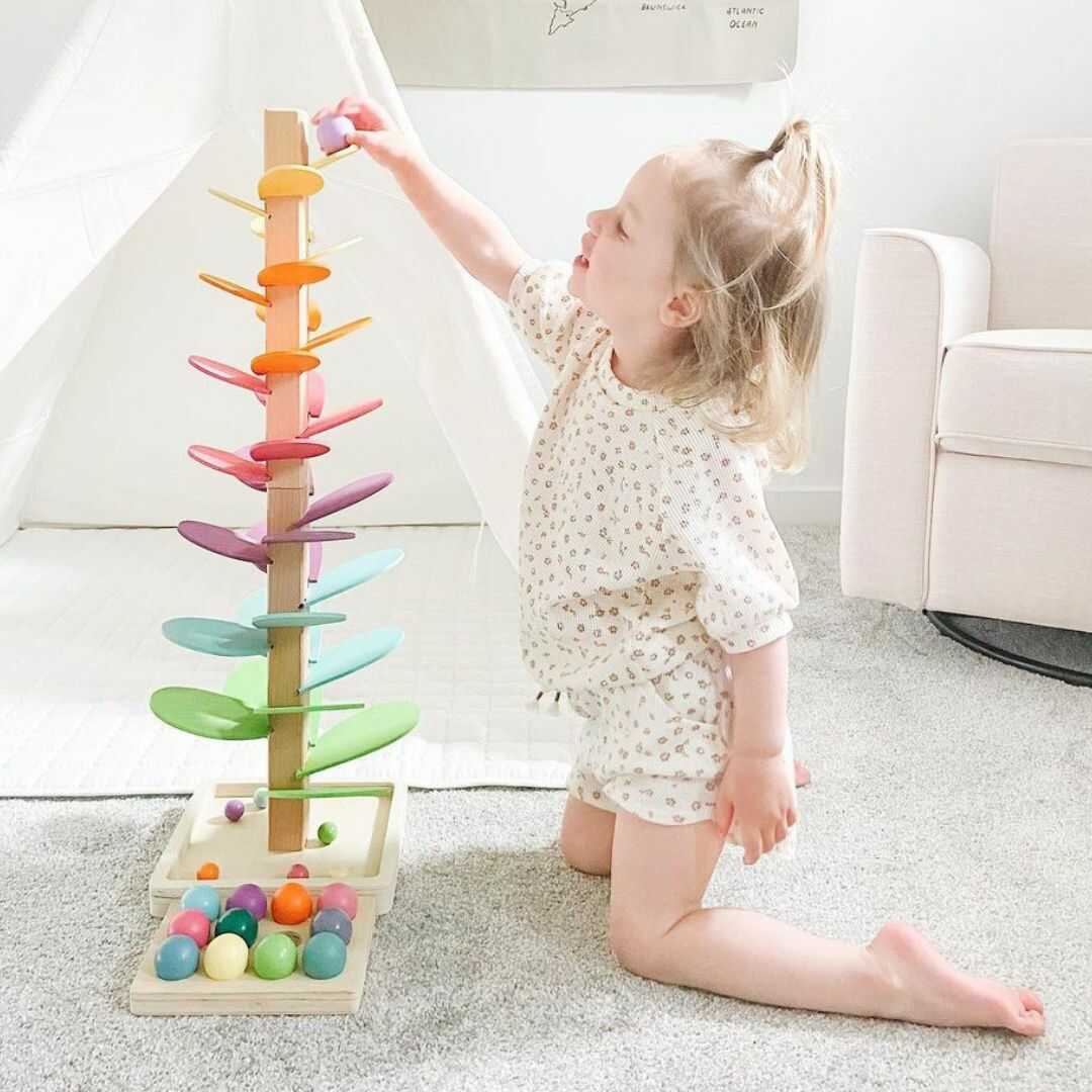 Regenbogen-Murmelturm – Kreatives Holzspielzeug – Fördert Farben & Klänge für Kinder ab 3 Jahren 2