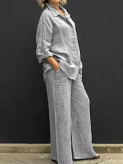 LUNA | Vintage linne tvådelat set för damer