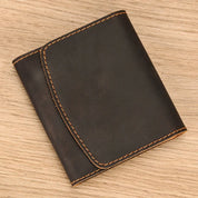 Lucas | Vintage bifold resväska i nötläder med tryckknapp