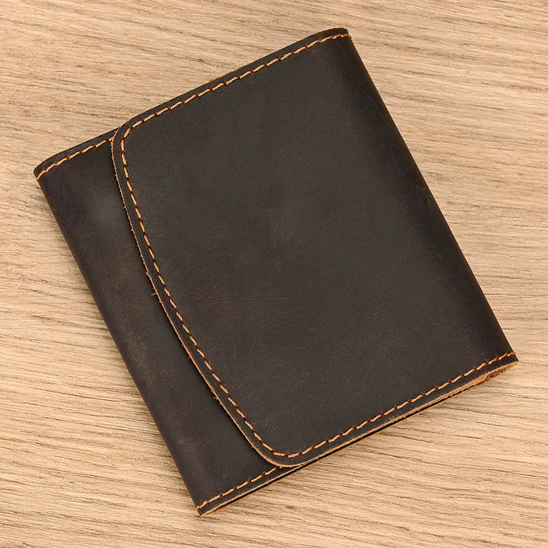 Lucas | Vintage bifold resväska i nötläder med tryckknapp