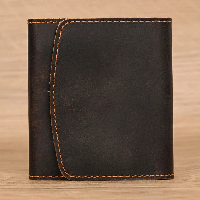 Lucas | Vintage bifold resväska i nötläder med tryckknapp