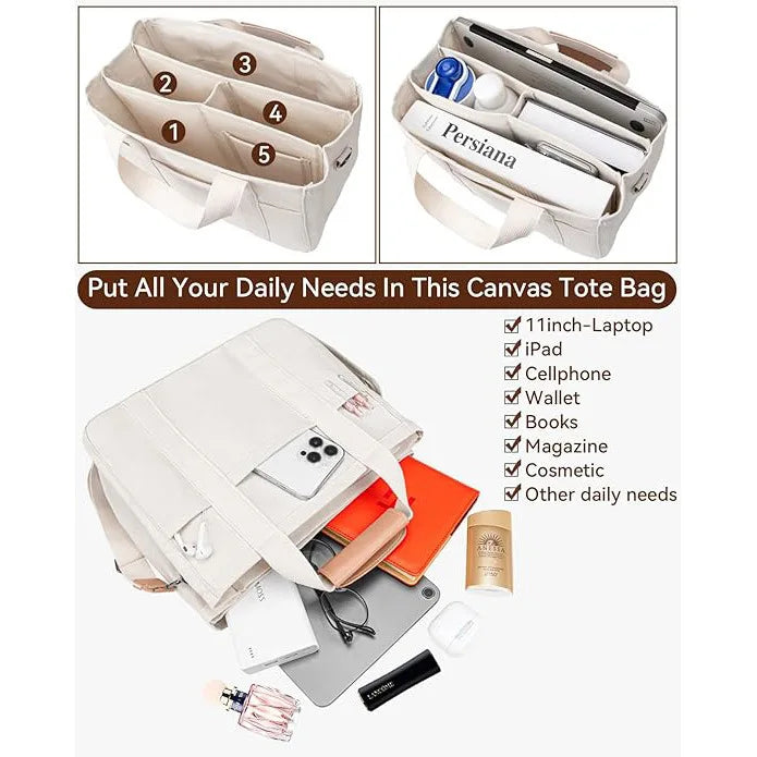 Max | Canvas Crossbody Messenger Resväska med Multi-fickor