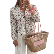 Macey | Stilren långärmad blus med blommönster