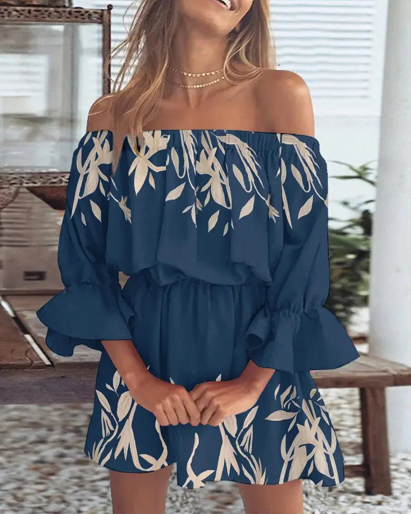 ELSIE | Sexy Off-Shoulder Bedrucktes Kleid