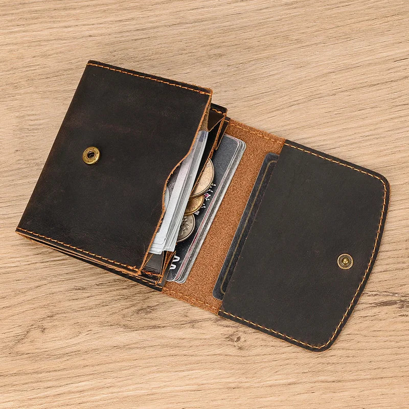Lucas | Vintage bifold resväska i nötläder med tryckknapp