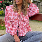 Macey | Stilren långärmad blus med blommönster