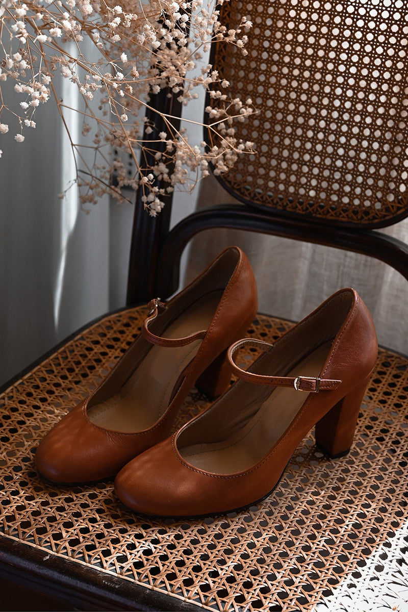 Schuhe Damen mit Arch Support, Elegante Damenschuhe mit breitem Absatz und verstellbarem Schnallenriemen für Komfort 4