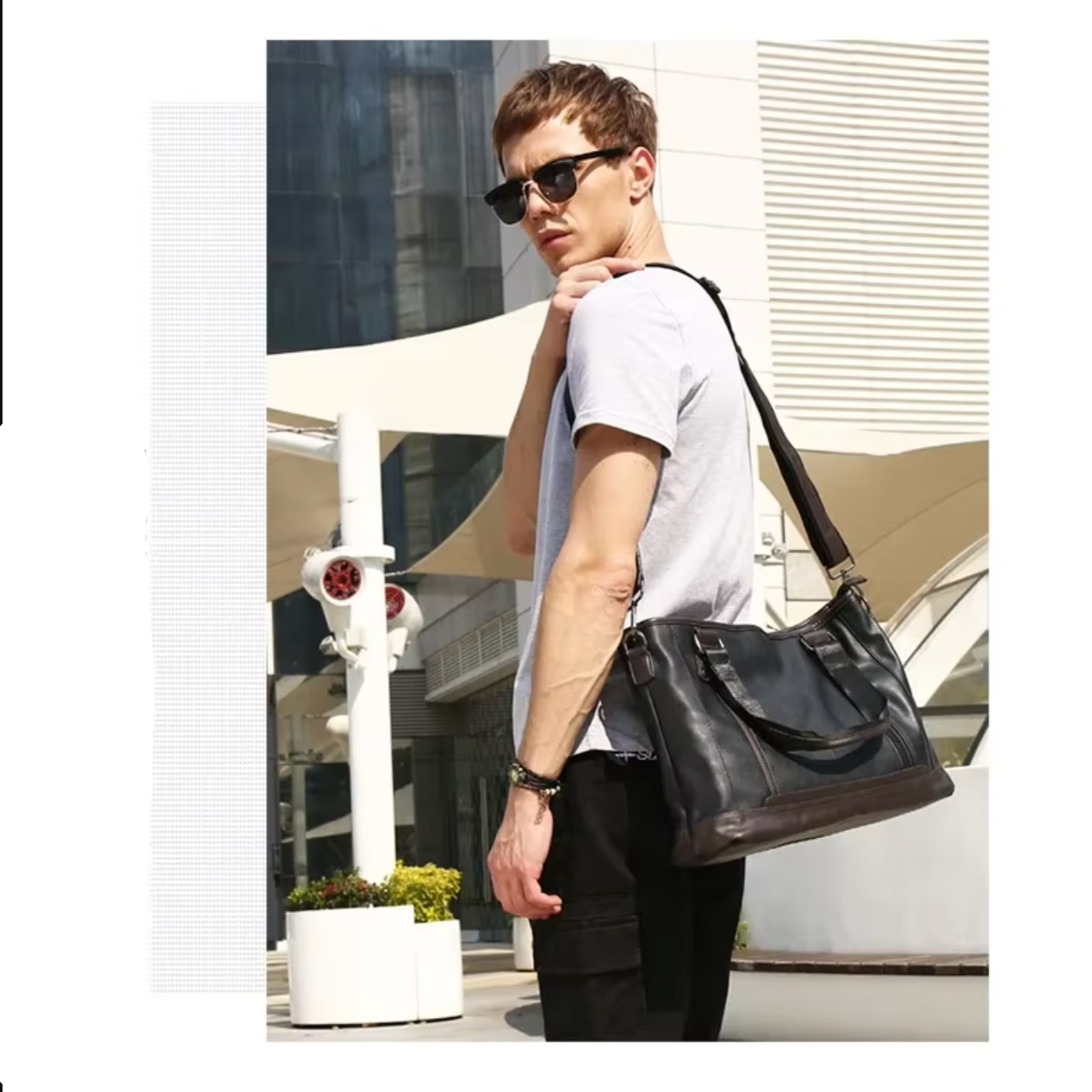 Jack | Stilfull herr PU-läder rese crossbody messengerväska