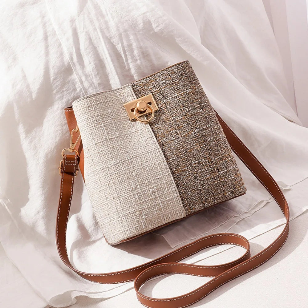 Maya | Liten färgblock crossbody sling bucket-väska