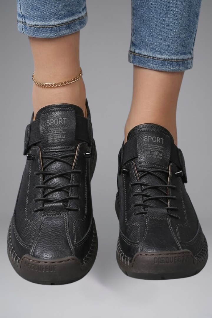 Sneaker Damen Orthopädische Ledersneaker mit Arch Support und Elastischem Einsatz für Komfort und Stil 0