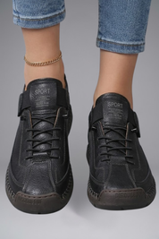 Sneaker Damen Orthopädische Ledersneaker mit Arch Support und Elastischem Einsatz für Komfort und Stil 0