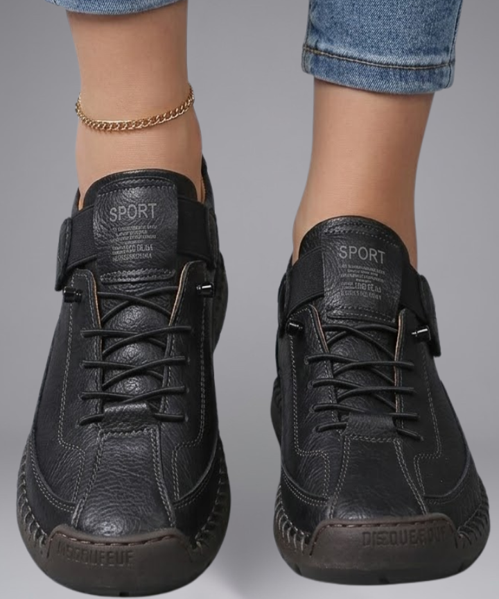 Sneaker Damen Orthopädische Ledersneaker mit Arch Support und Elastischem Einsatz für Komfort und Stil 0