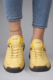 Sneaker Damen Orthopädische Ledersneaker mit Arch Support und Elastischem Einsatz für Komfort und Stil 10