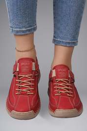 Sneaker Damen Orthopädische Ledersneaker mit Arch Support und Elastischem Einsatz für Komfort und Stil 12