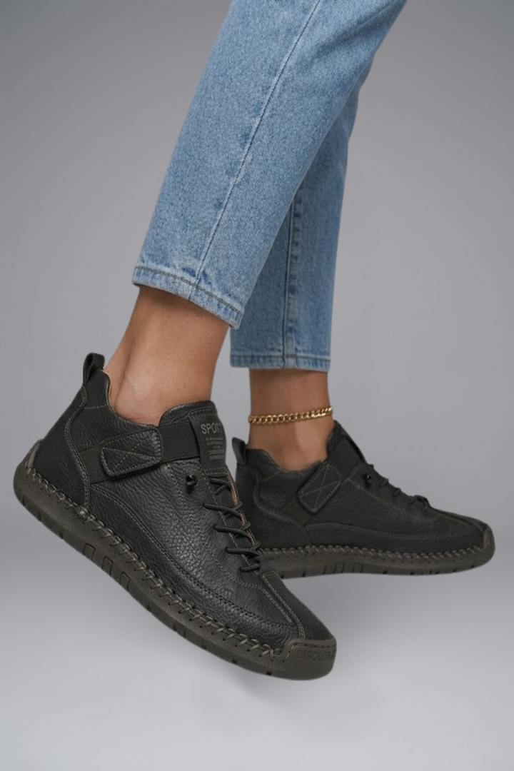 Sneaker Damen Orthopädische Ledersneaker mit Arch Support und Elastischem Einsatz für Komfort und Stil 3