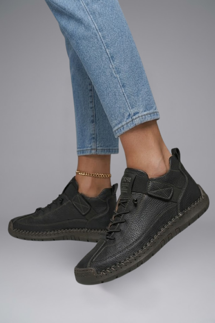 Sneaker Damen Orthopädische Ledersneaker mit Arch Support und Elastischem Einsatz für Komfort und Stil 5