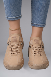 Sneaker Damen Orthopädische Ledersneaker mit Arch Support und Elastischem Einsatz für Komfort und Stil 6