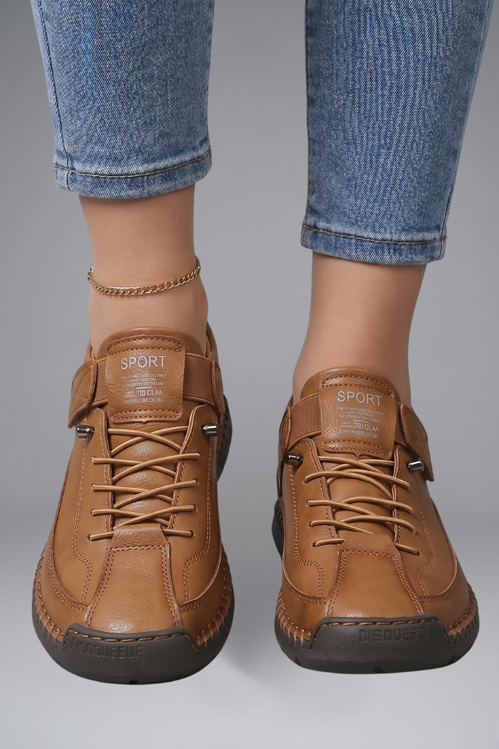 Sneaker Damen Orthopädische Ledersneaker mit Arch Support und Elastischem Einsatz für Komfort und Stil 9